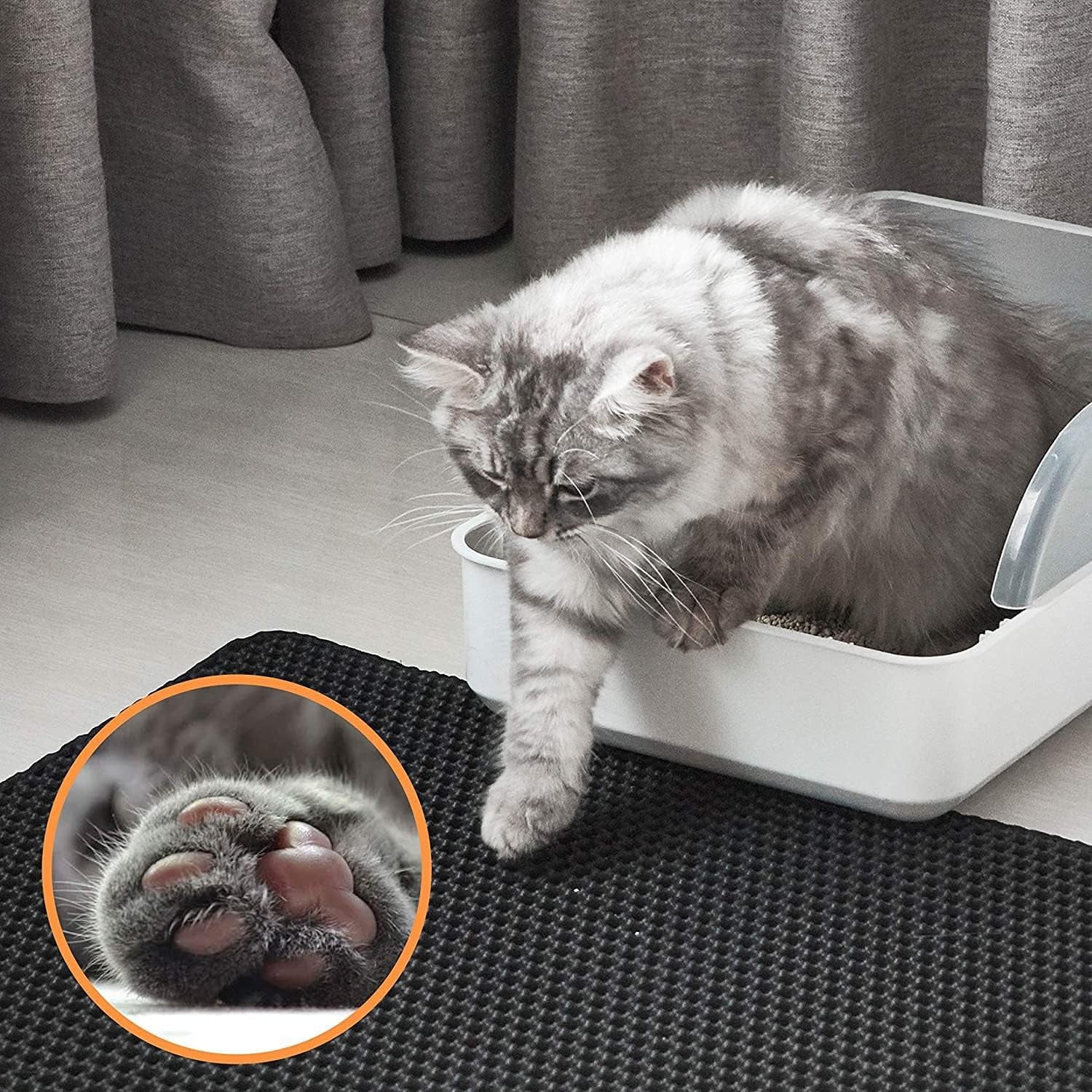 Conlun Cat Litter Mat Cat Litter Trapping Mat, Honeycomb Double Layer Design, Urine and Water Proof Material, Scatter Control, Less Waste，Easier to Clean,Washable