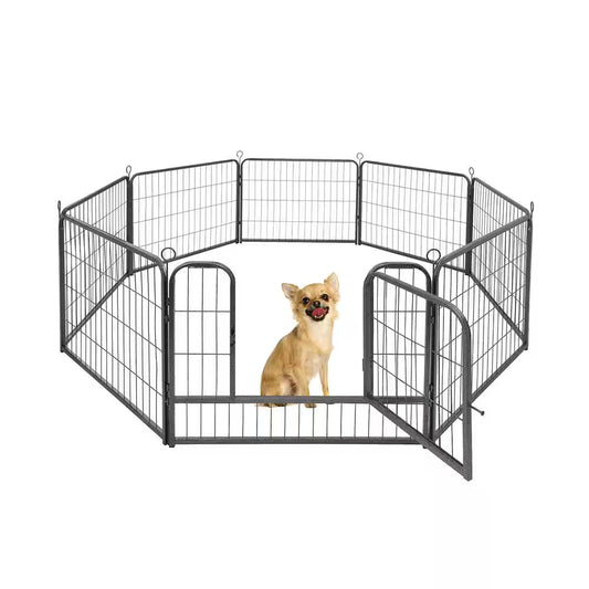 24 In. H Bold Metal Foldable Heavy-Duty Pet Playpen with Door, Indoor/Outdoor Portable Kennel (8-Panels)